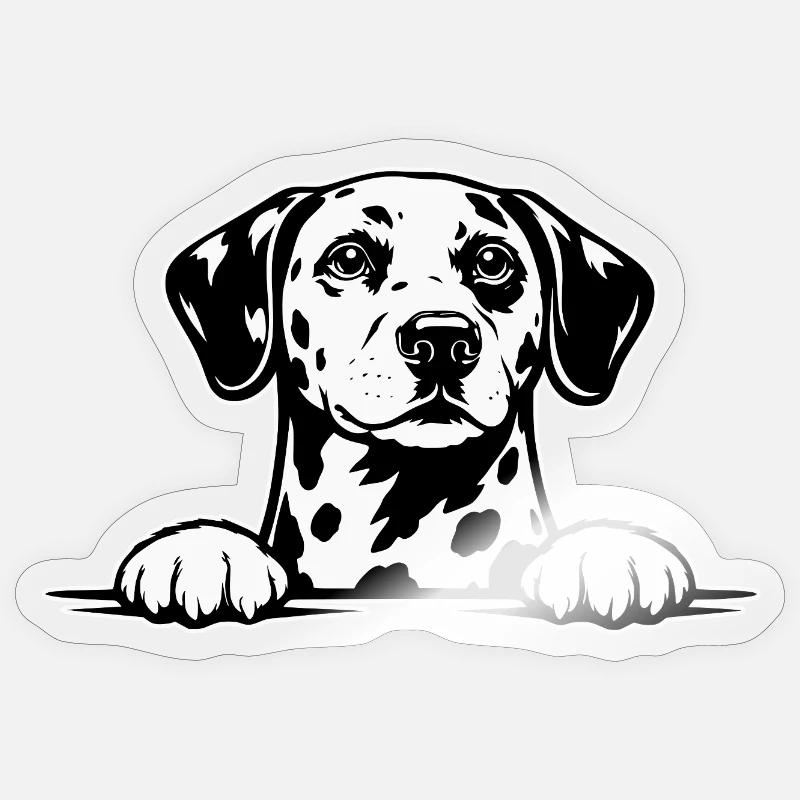Dalmatien aux pattes - Sticker taille S (10 x 10 cm) - brillant transparent