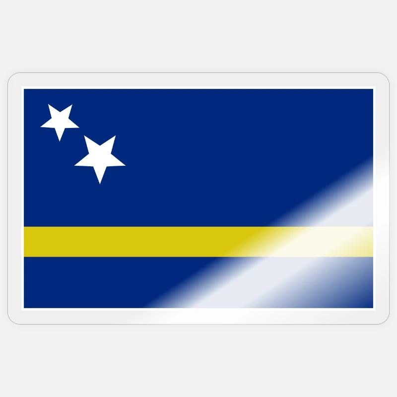 Drapeau de Curaçao - Sticker taille S (10 x 10 cm) - brillant transparent