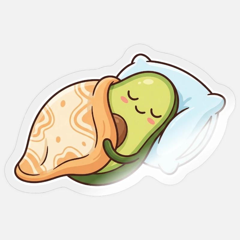 Avocado Schlafen - Sticker Größe S (10 x 10 cm) - Transparent glänzend