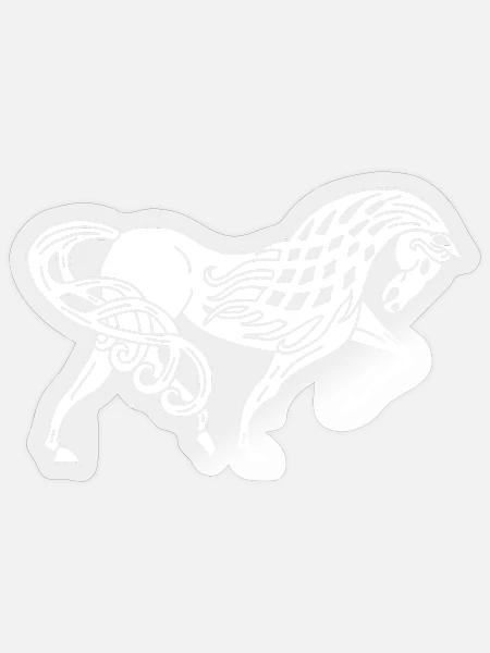 Keltisches Pferd (Weiß) - Sticker Größe S (10 x 10 cm) - Transparent glänzend