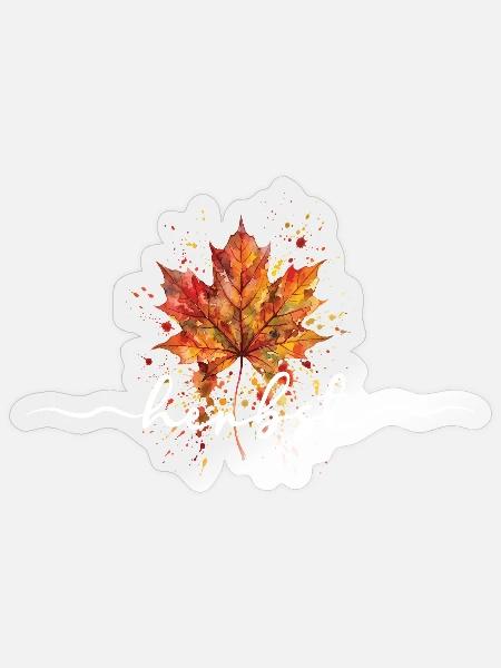 Herbst | Herbstblatt Aquarell - Sticker Größe S (10 x 10 cm) - Transparent glänzend