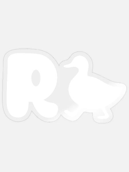 Der Buchstabe R und die Zeichnung einer Ente bilde - Sticker Größe S (10 x 10 cm) - Transparent glänzend