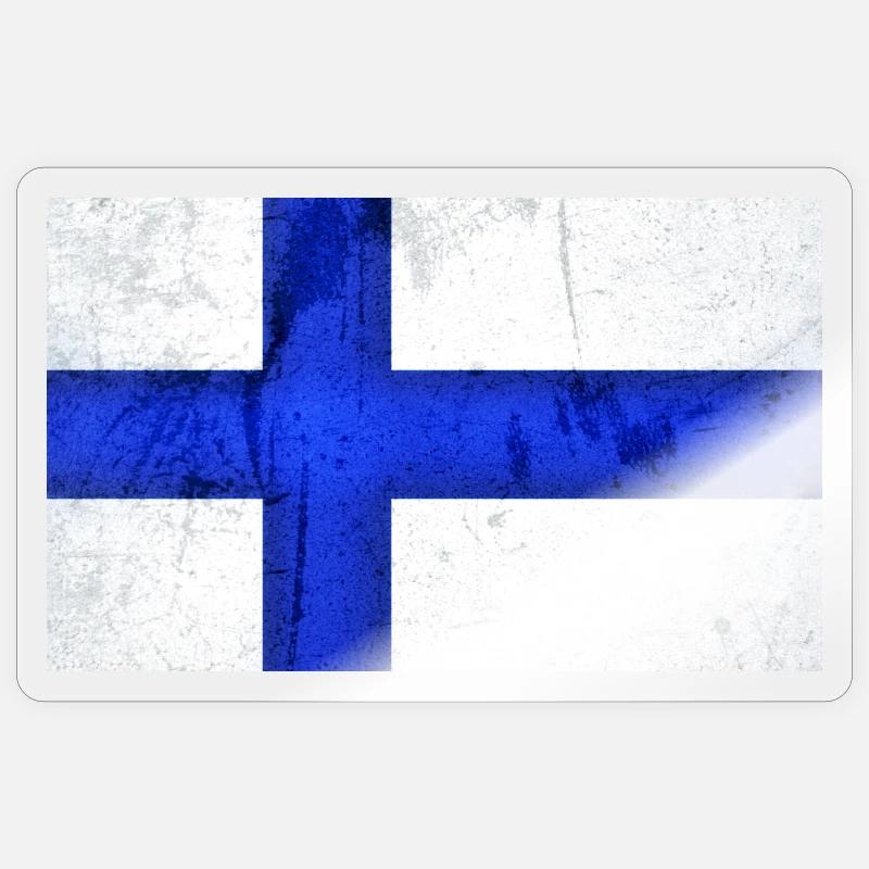 Drapeau de la Finlande - Sticker taille S (10 x 10 cm) - brillant transparent