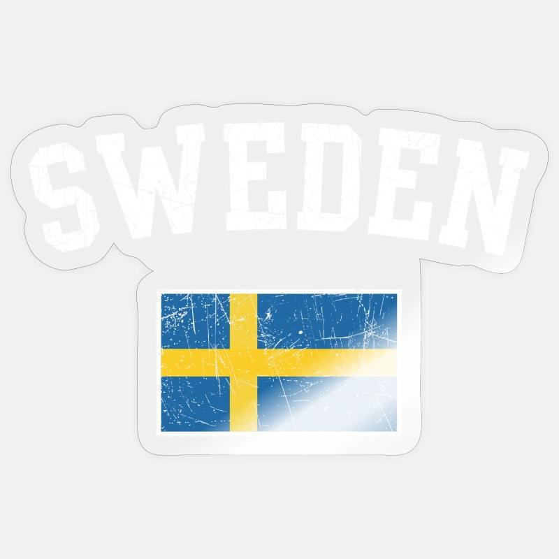 Sweden Flag Arc Tee - Sticker size S (10 x 10 cm) - transparent glossy