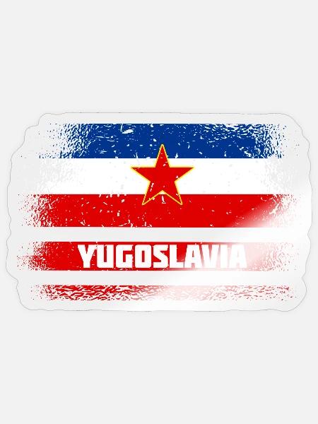 Jugoslawien Vintage Flaggen - Sticker Größe S (10 x 10 cm) - Transparent glänzend