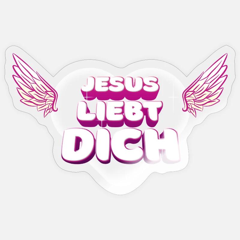 Jésus vous aime - Sticker taille S (10 x 10 cm) - brillant transparent