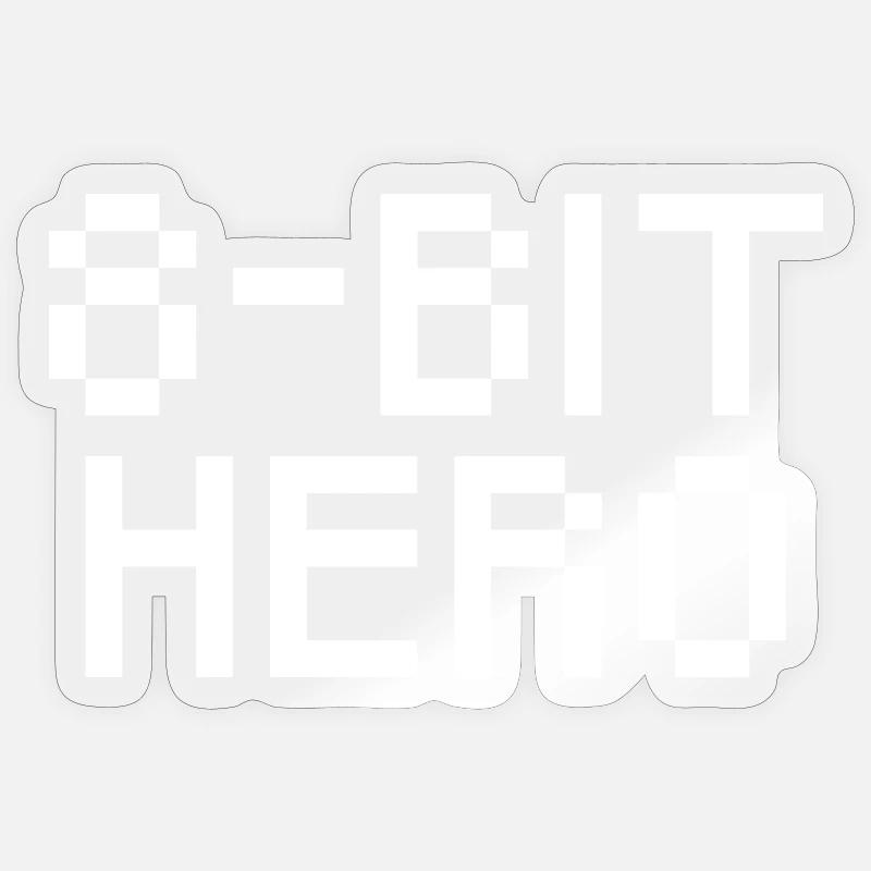 8-Bit Hero - white Sticker size S (10 x 10 cm)