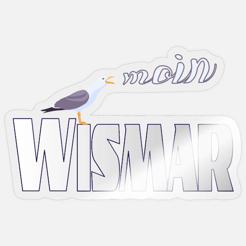 Wismar Möwe & Moin Ostsee - Sticker Größe S (10 x 10 cm) - Transparent glänzend