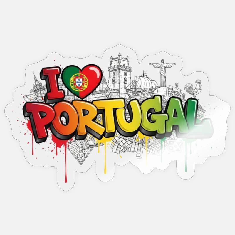 Drapeau portugais Monuments Graffiti Art - Sticker taille S (10 x 10 cm) - brillant transparent