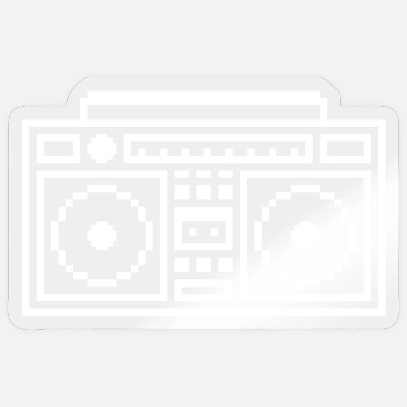 Ghetto Blaster: Retro, Music & Pixel Style - Sticker size S (10 x 10 cm) - transparent glossy