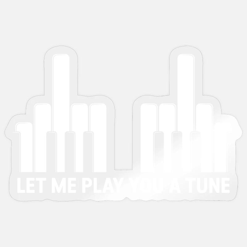 Klaviertasten Mittelfinger - Sticker Größe S (10 x 10 cm) - Transparent glänzend