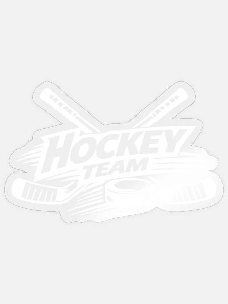Hockey Team Schläger Puck Weiß - Sticker Größe S (10 x 10 cm) - Transparent glänzend