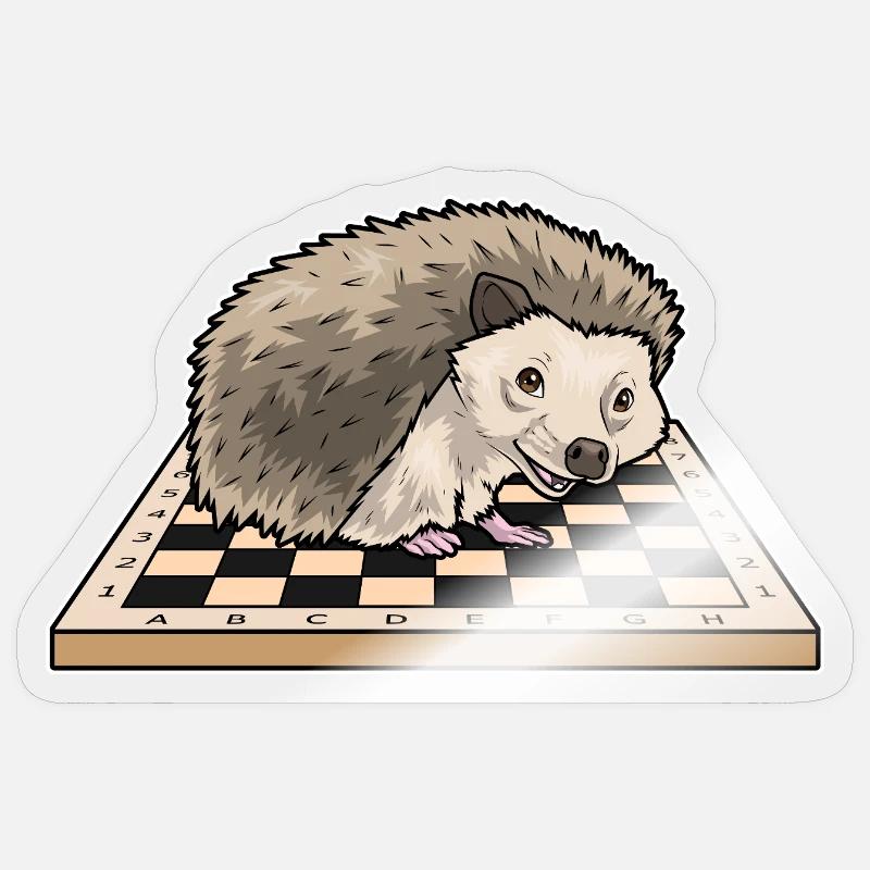 Jeu d’échecs Échiquier Hérisson - Sticker taille S (10 x 10 cm) - brillant transparent
