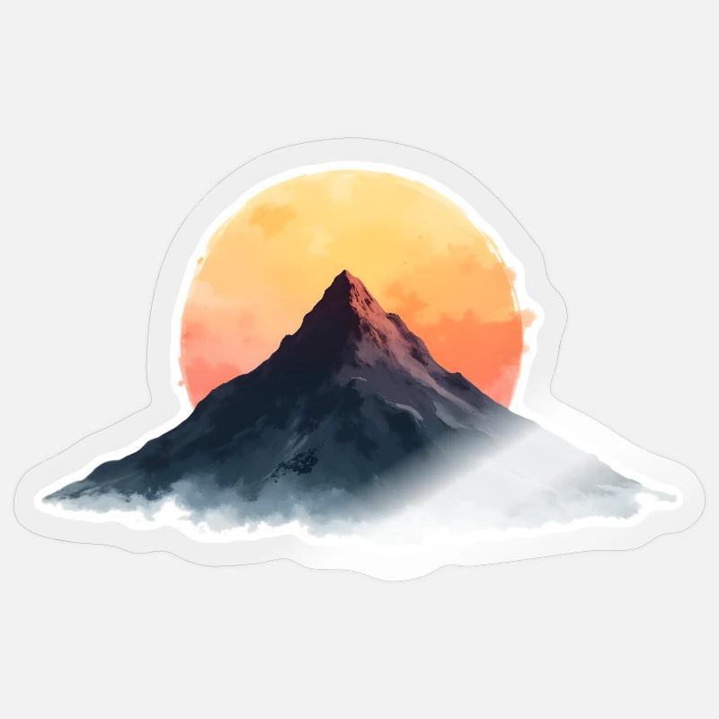 Mountain at sunset - Sticker size S (10 x 10 cm) - transparent glossy