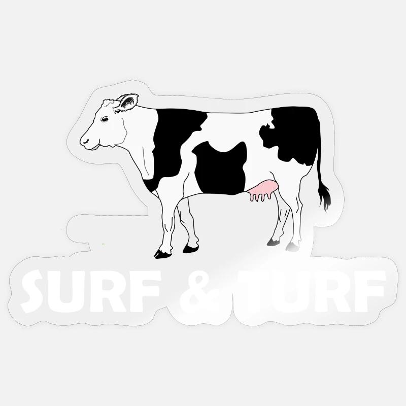 SURF & TURF - Sticker Größe S (10 x 10 cm) - Transparent glänzend