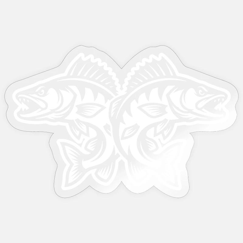Brochet - Sticker taille S (10 x 10 cm) - brillant transparent