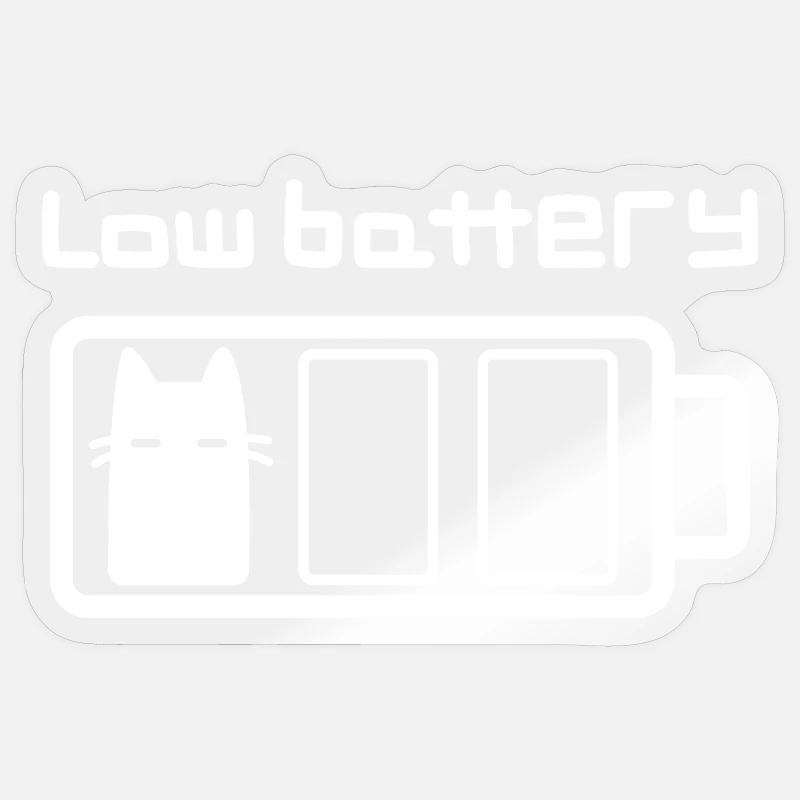 Cat à batterie faible - Sticker taille S (10 x 10 cm) - brillant transparent