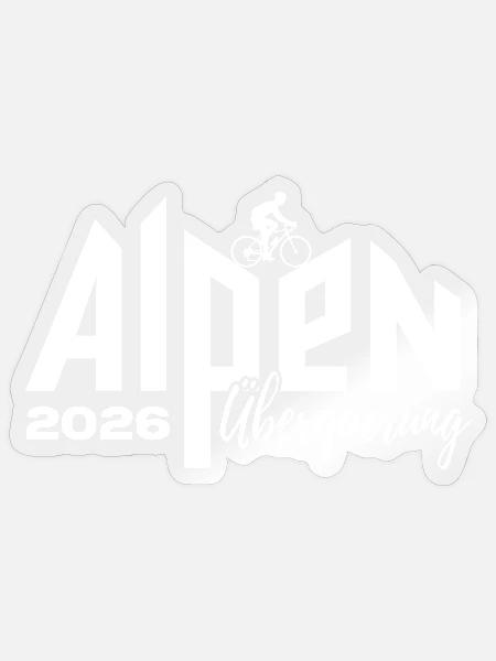 Alpen Überquerung 2026 - Fahrrad - Sticker Größe S (10 x 10 cm) - Transparent glänzend