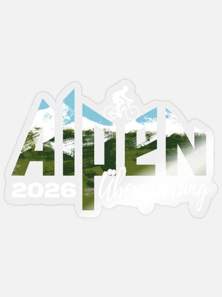 Alpen Überquerung 2026 - Fahrrad - Sticker Größe S (10 x 10 cm) - Transparent glänzend