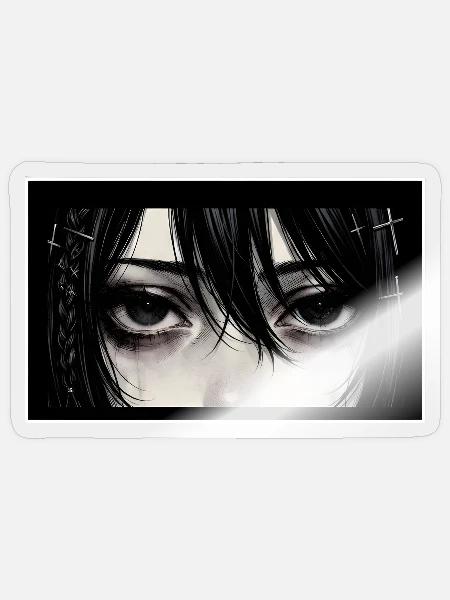 Gothic Augenblick im Schwarzweiß - Sticker Größe S (10 x 10 cm) - Transparent glänzend