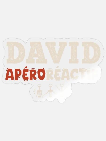 David Apéroréactif – Humorgeschenk - Sticker Größe S (10 x 10 cm) - Transparent glänzend