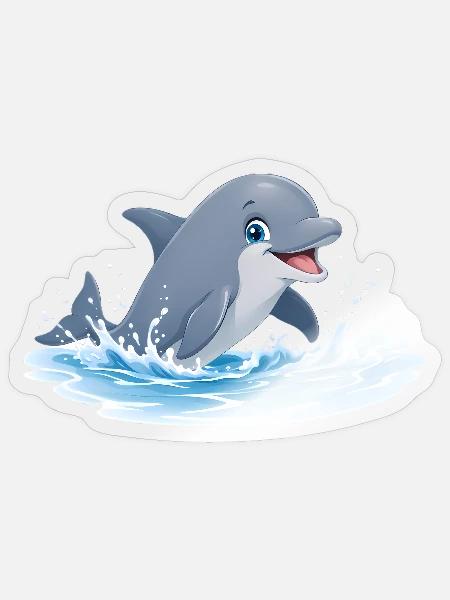 Delfinenspiel in Meereswellen - Sticker Größe S (10 x 10 cm) - Transparent glänzend