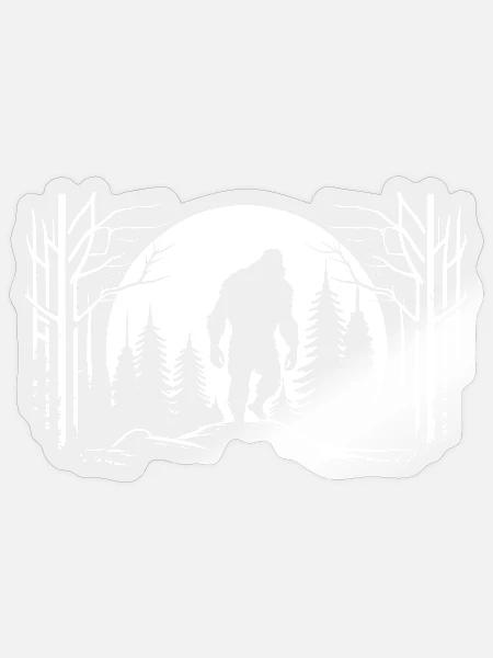 Bigfoot Moon Forest Night Silhouette - Sticker Größe S (10 x 10 cm) - Transparent glänzend