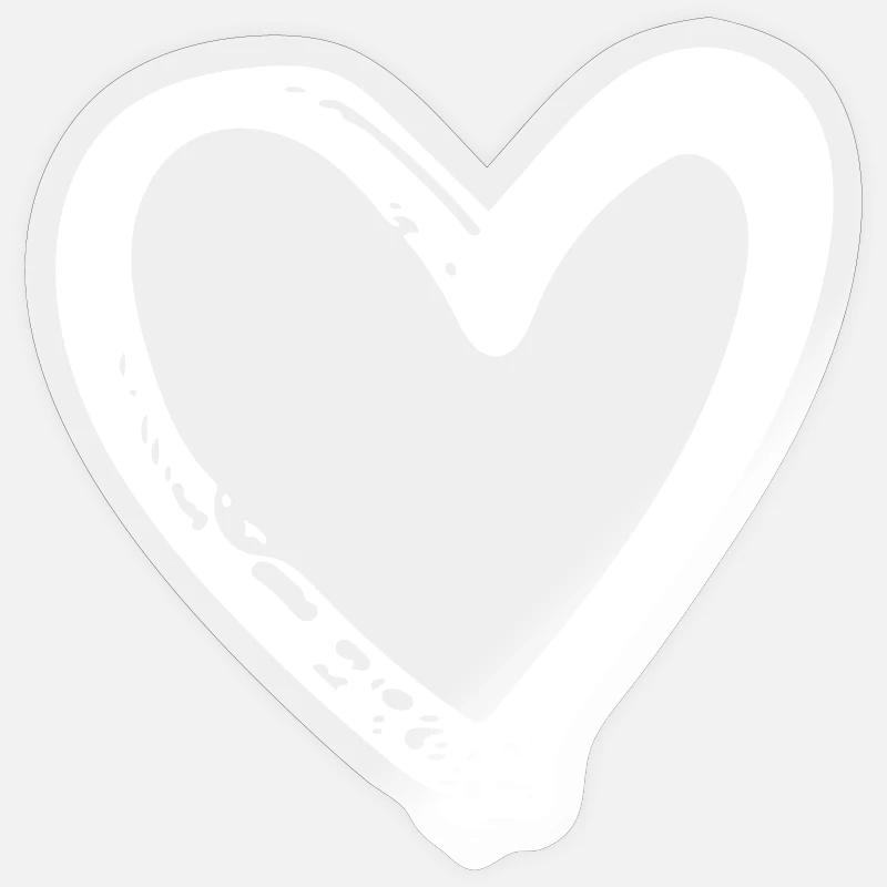 Cœur blanc - Sticker taille S (10 x 10 cm) - brillant transparent