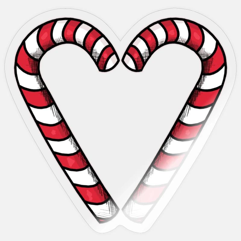 Candy Cane Heart - Sticker size S (10 x 10 cm) - transparent glossy