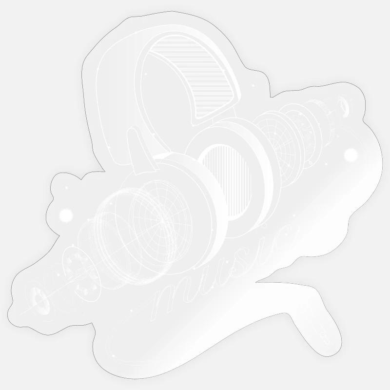 transparenter Kopfhörer in Einzelteile mit Typo - Sticker Größe S (10 x 10 cm) - Transparent glänzend