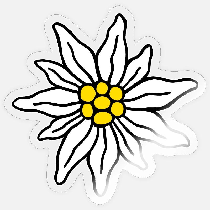 Edelweiss II - Sticker taille S (10 x 10 cm) - brillant transparent