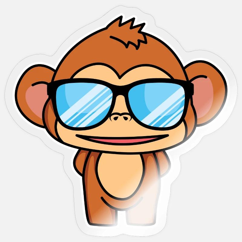 Petit singe intelligent - design - Sticker taille S (10 x 10 cm) - brillant transparent
