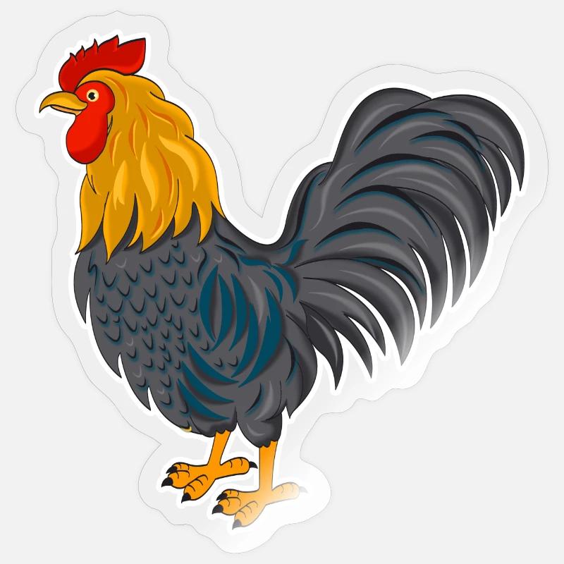 Coq - design - Sticker taille S (10 x 10 cm) - brillant transparent