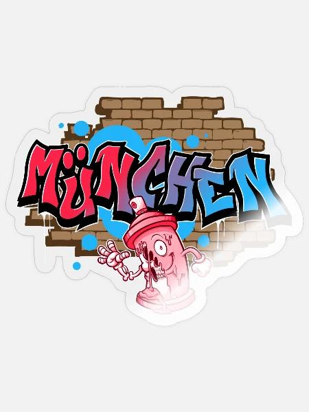 München Graffiti - Sticker Größe S (10 x 10 cm) - Transparent glänzend