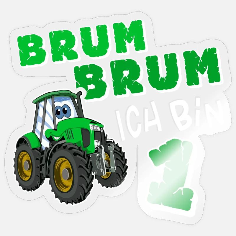 Brum Brum Ich Bin 1 Traktor - Sticker Größe S (10 x 10 cm) - Transparent glänzend