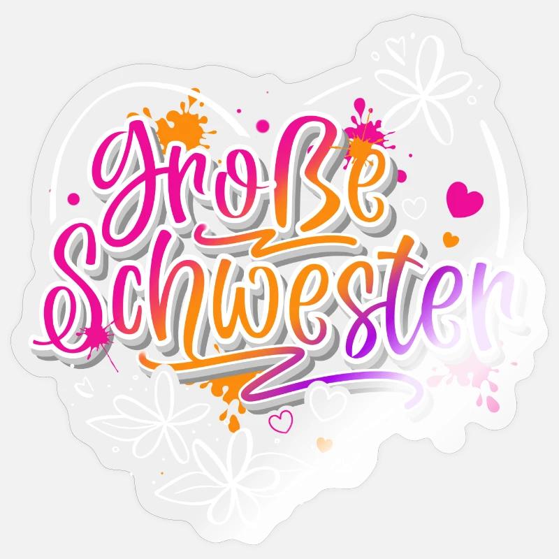 Große Schwester - Sticker Größe S (10 x 10 cm) - Transparent glänzend