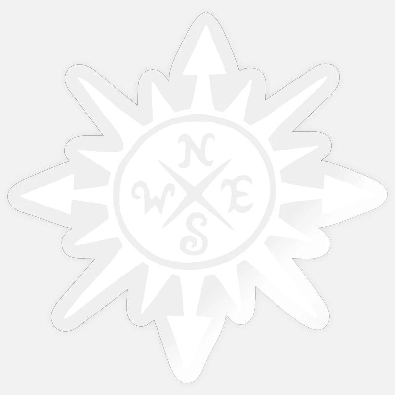 White sun and compass - Sticker size S (10 x 10 cm) - transparent glossy