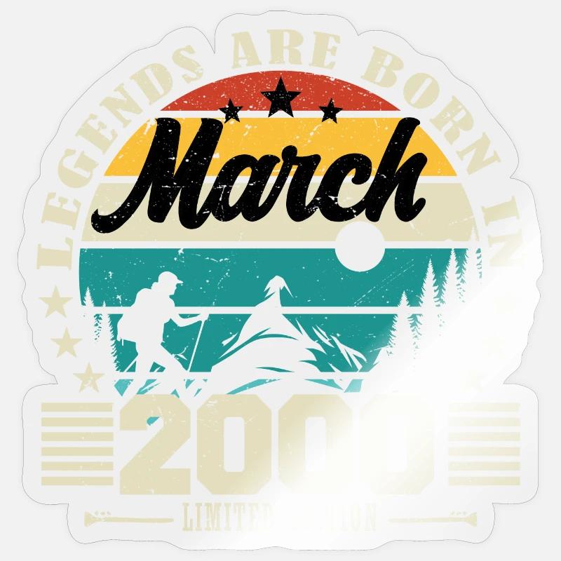 Mars 2000. Cadeau d'anniversaire mars 2000. - Sticker taille S (10 x 10 cm) - brillant transparent