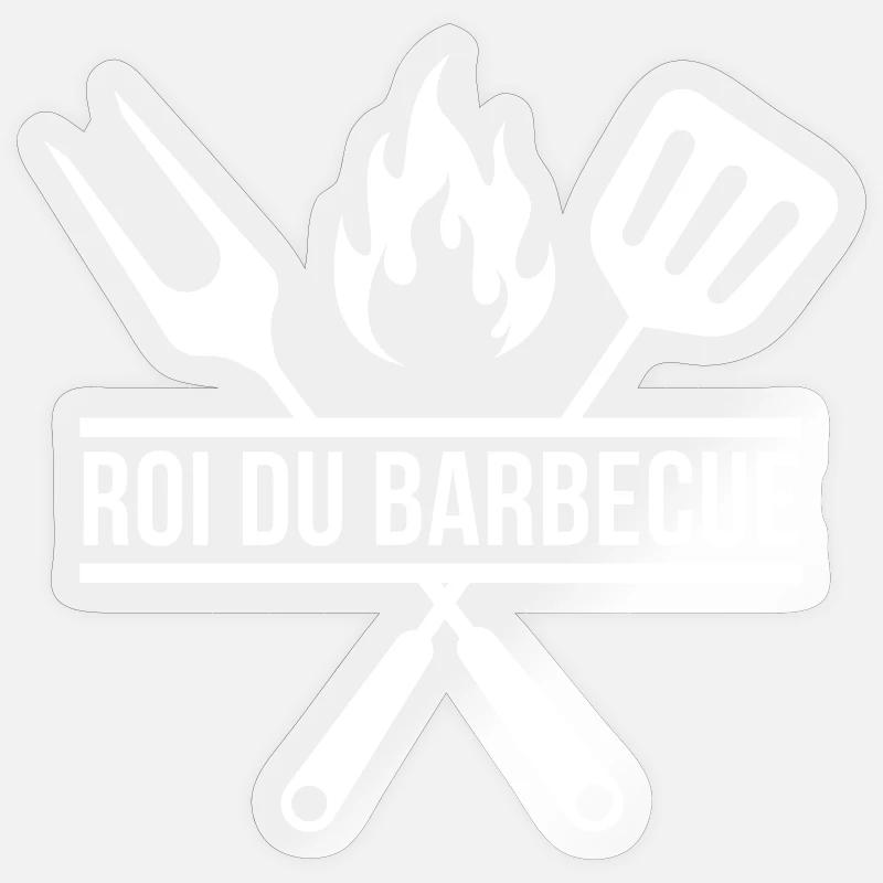 BBQ, roi du barbecue, viande à griller - Sticker taille S (10 x 10 cm) - brillant transparent