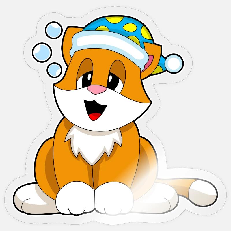 Bonnet de nuit pour chat - Sticker taille S (10 x 10 cm) - brillant transparent