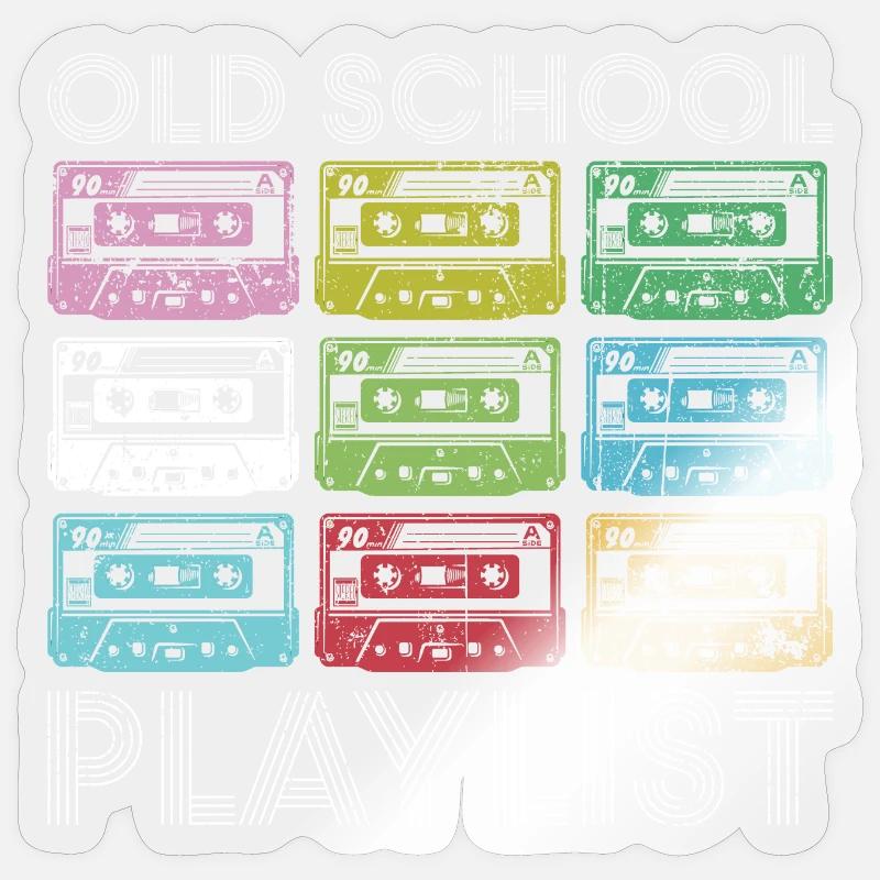 Rainbow Cassette Rasterdruck - Sticker Größe S (10 x 10 cm) - Transparent glänzend