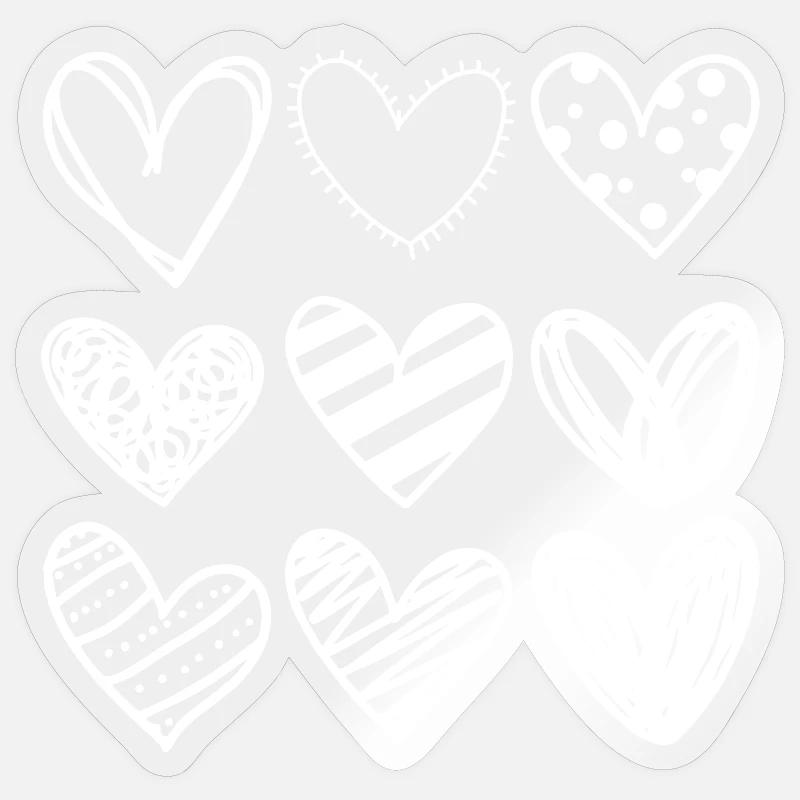 Doodle Herzen Sketchset - Sticker Größe S (10 x 10 cm) - Transparent glänzend