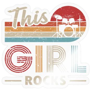 This Girl Rocks Drummer - Sticker size S (10 x 10 cm) - transparent glossy - Front
