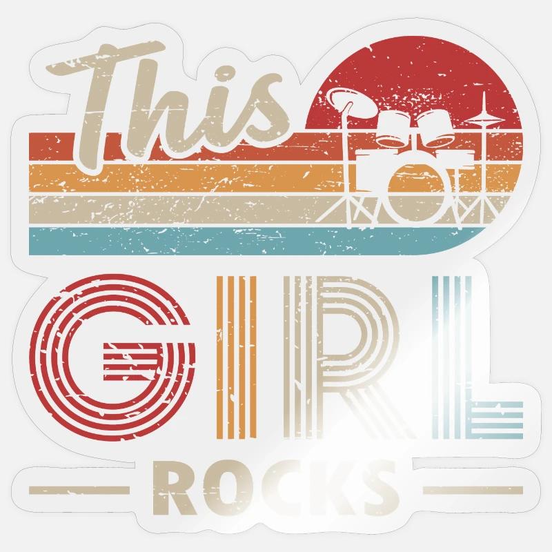 Schlagzeug Mädchen Rockt Sticker Größe S (10 x 10 cm)