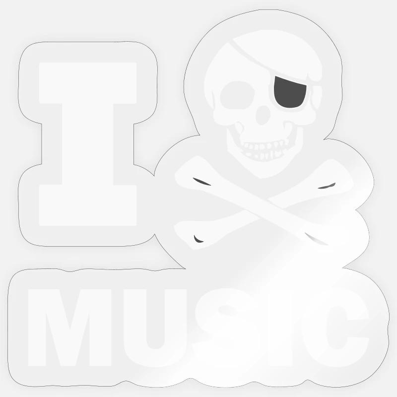 I Piratenmusik - Sticker Größe S (10 x 10 cm) - Transparent glänzend