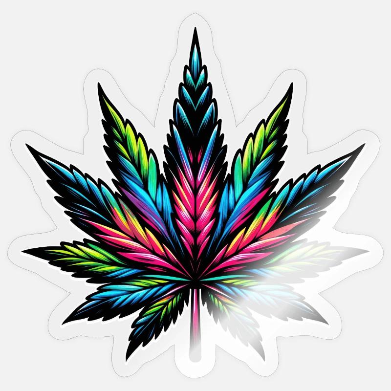 Cannabis Neon Psychedelic Design Sticker size S (10 x 10 cm)