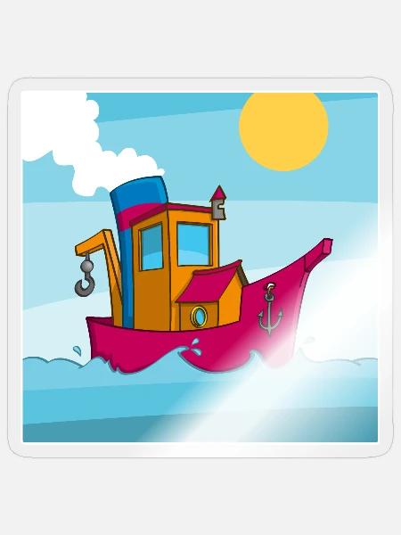 Buntes Bild eines lustigen Schleppers - Sticker Größe S (10 x 10 cm) - Transparent glänzend