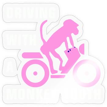 Driving with a monkey tooth - Affenzahn - Sticker Größe S (10 x 10 cm) - Transparent glänzend - Vorne