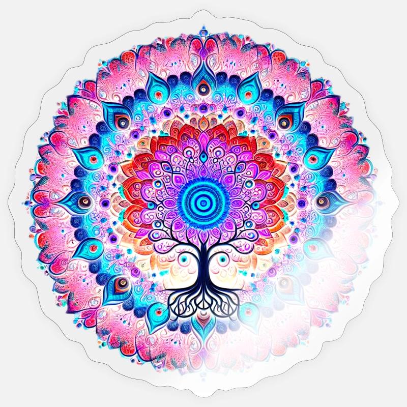 Mandala-Baum der Farben Sticker Größe S (10 x 10 cm)