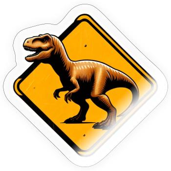 T-Rex Warnschild Illustration - Sticker Größe S (10 x 10 cm) - Transparent glänzend - Vorne